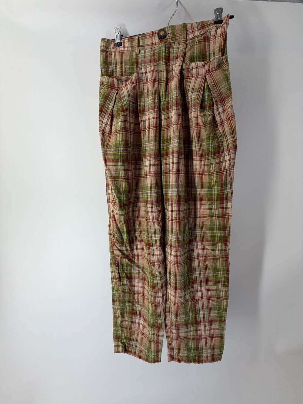 Listicle Plaid Cotton Tapered Pants Size Small Elastic Waist Cropped